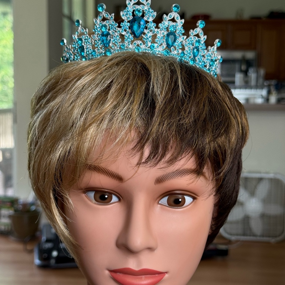 Elegant Silver Toned and Blue Beaded Tiara. New in packaging.